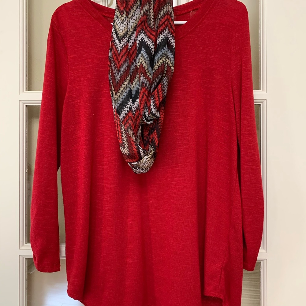 Lightweight sweater with infinity scarf